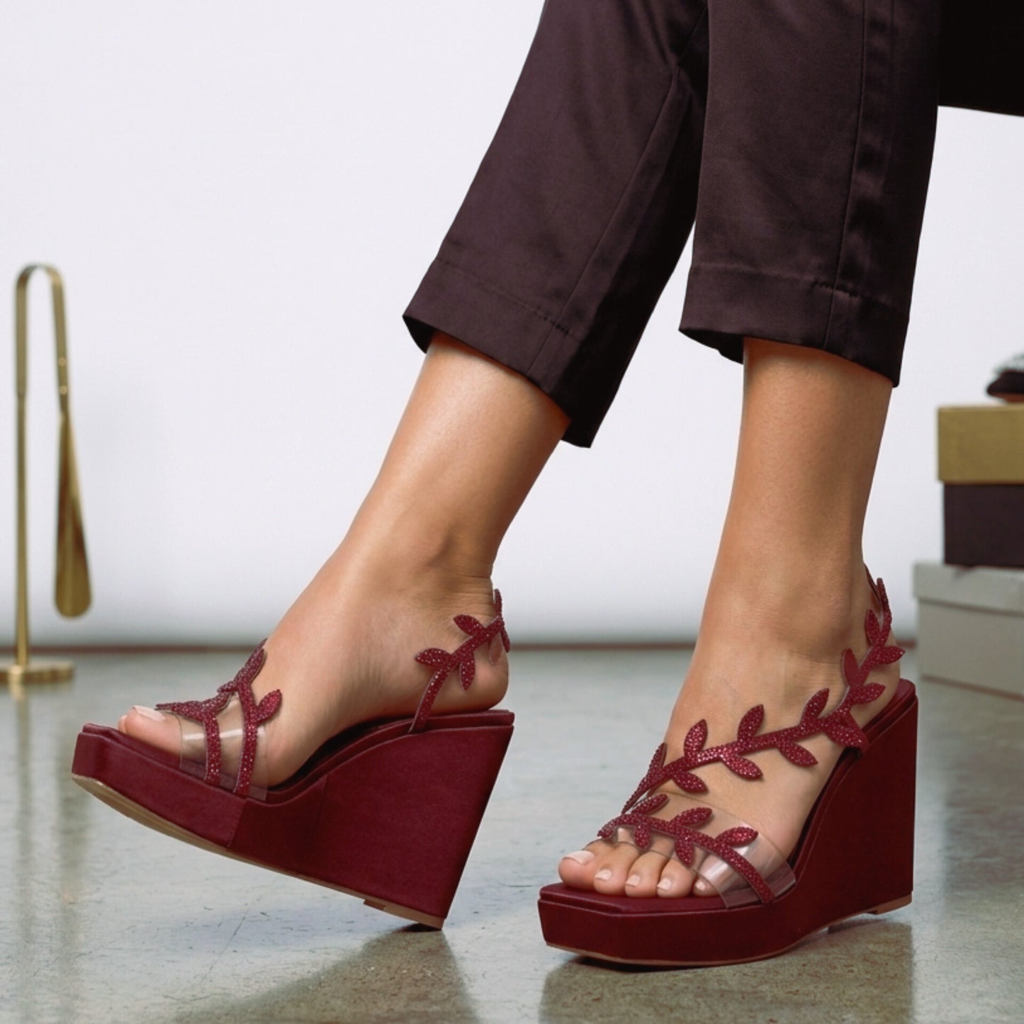 Leaf Embellished Wedge