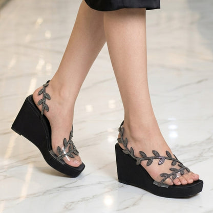 Leaf Embellished Wedge