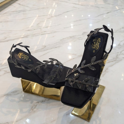Leaf Embellished Wedge