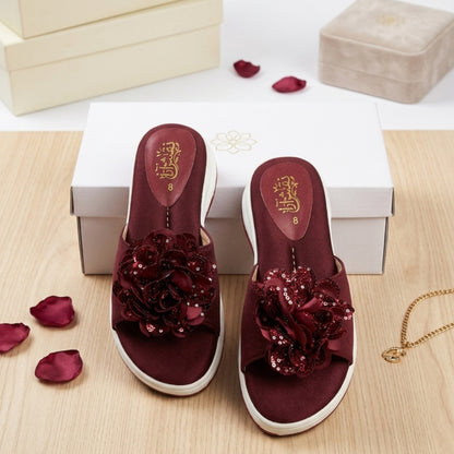 Garnet Petal Slides Wedge