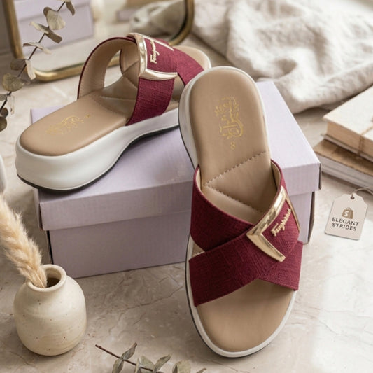 Crimson Crest Slides Wedge
